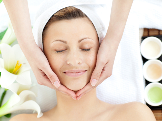 Brilliant woman having a massage in a spa